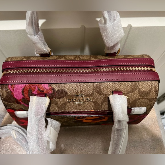 NWT Coach Rowan Satchel In Signature Canvas With Jumbo Floral Print - Picture 4 of 12